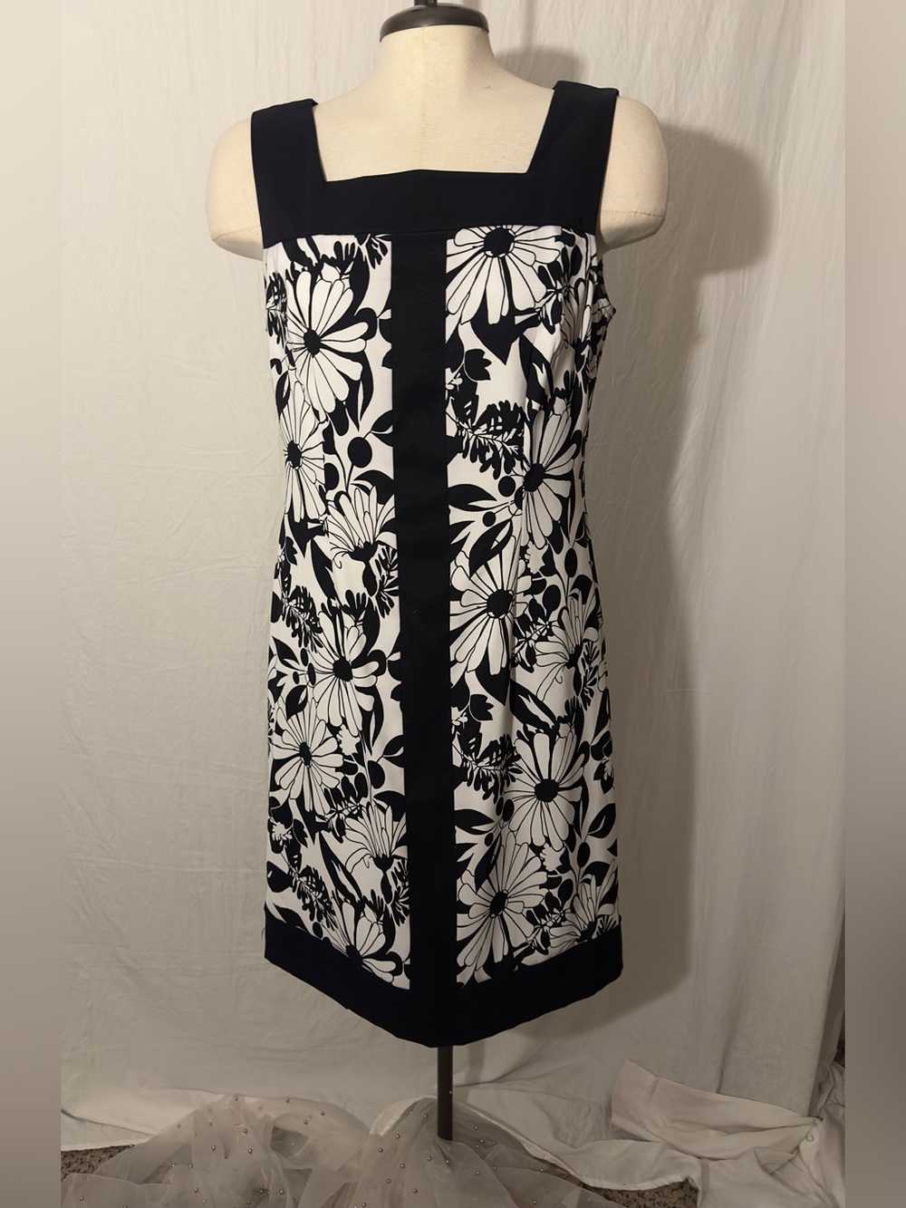connected apparel Black and White Floral Midi Dress